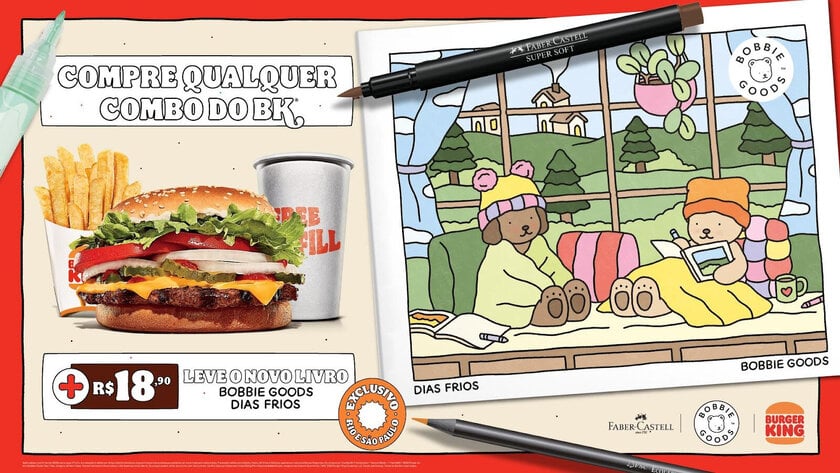Burger King® lança combo com livro da Bobbie Goods e parceria com Faber-Castell; saiba tudo!