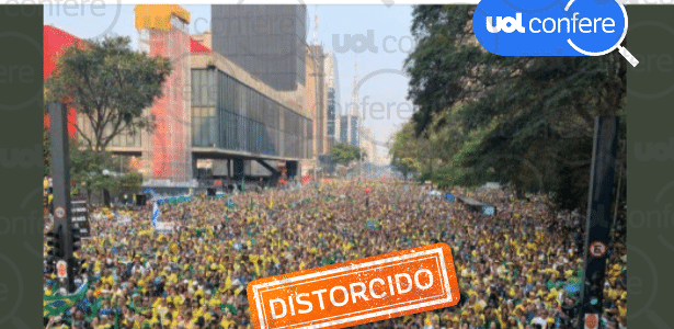 1º.jul.2025 - Foto em posts enganosos é de ato na Paulista em 2024