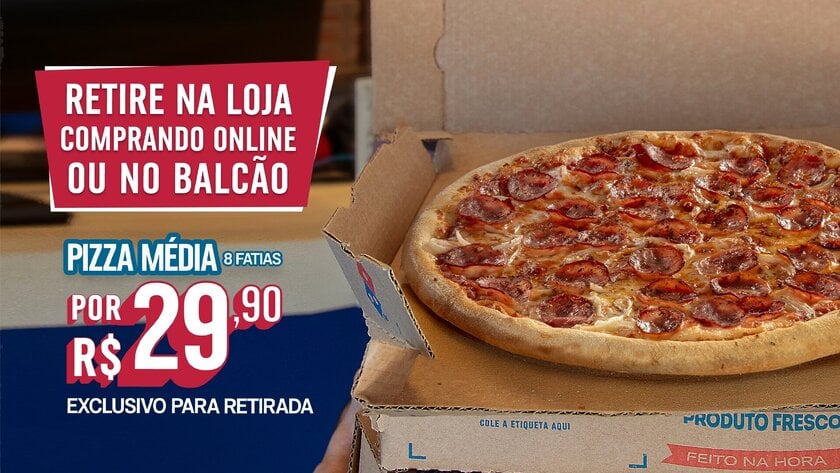 Pizza média Domino’s por R$ 29,90