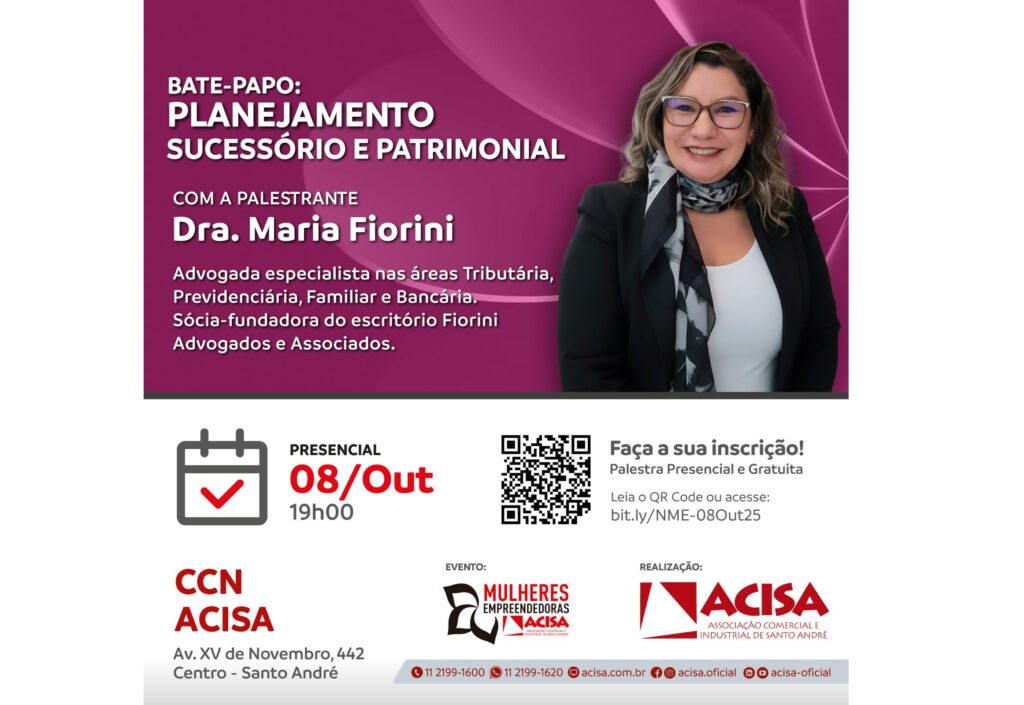 Núcleo de Mulheres da ACISA promove encontro sobre planejamento sucessório e patrimonial
