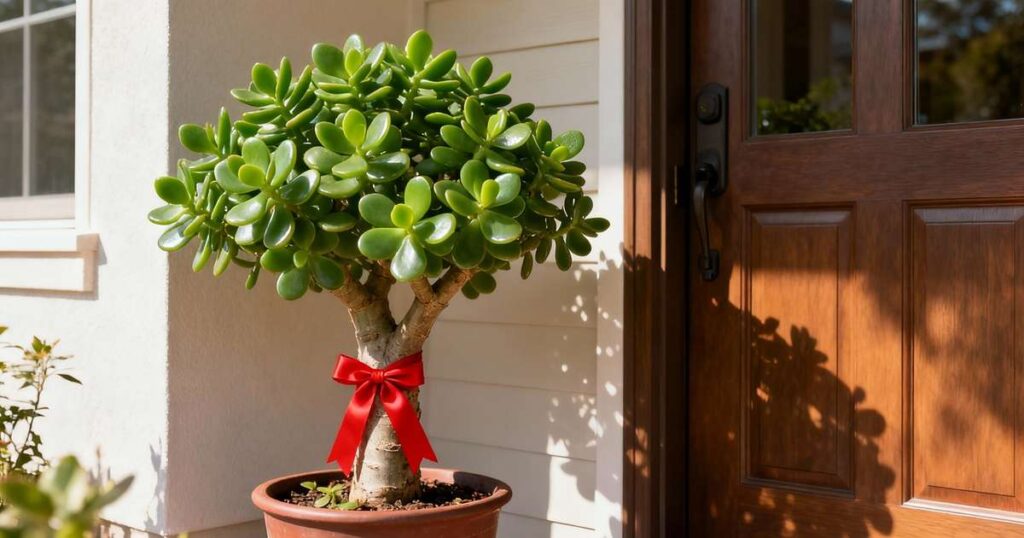 Não é para decorar, para que serve amarrar uma fita vermelha na árvore-de-jade