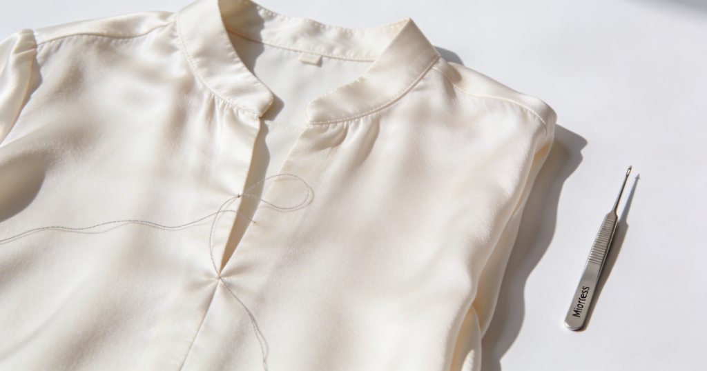 Recupere aquela blusa de seda com o uso estratégico da agulha de ponta fina para evitar que o tecido desfie ou puxe fio
