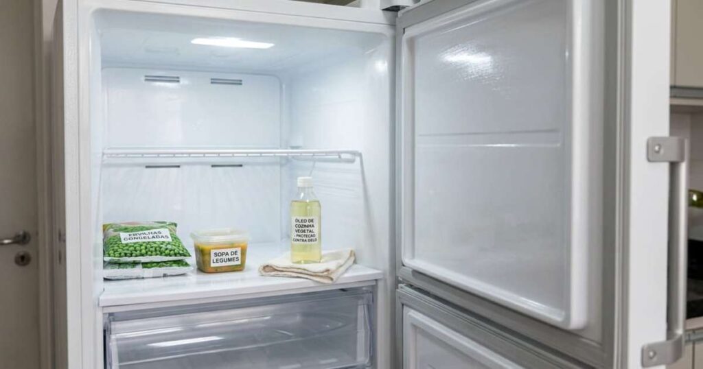 Nas casas mais organizadas da Suécia o congelador não tem gelo acumulado porque usam uma camada de óleo vegetal para proteger as paredes