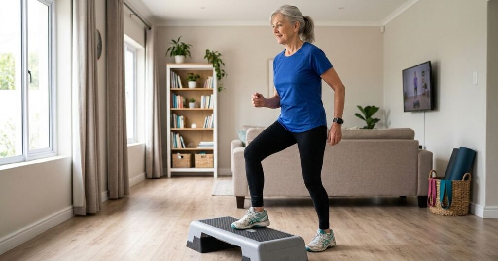 o melhor exercício para pessoas com mais de 65 anos pode ser feito em casa