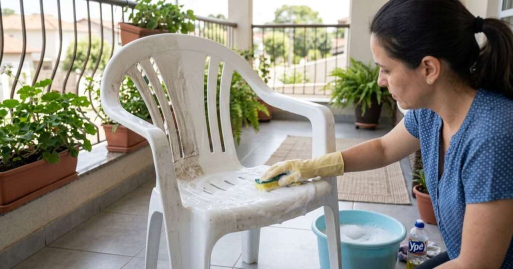 O truque caseiro para limpar cadeiras de plástico e deixá-las brilhando