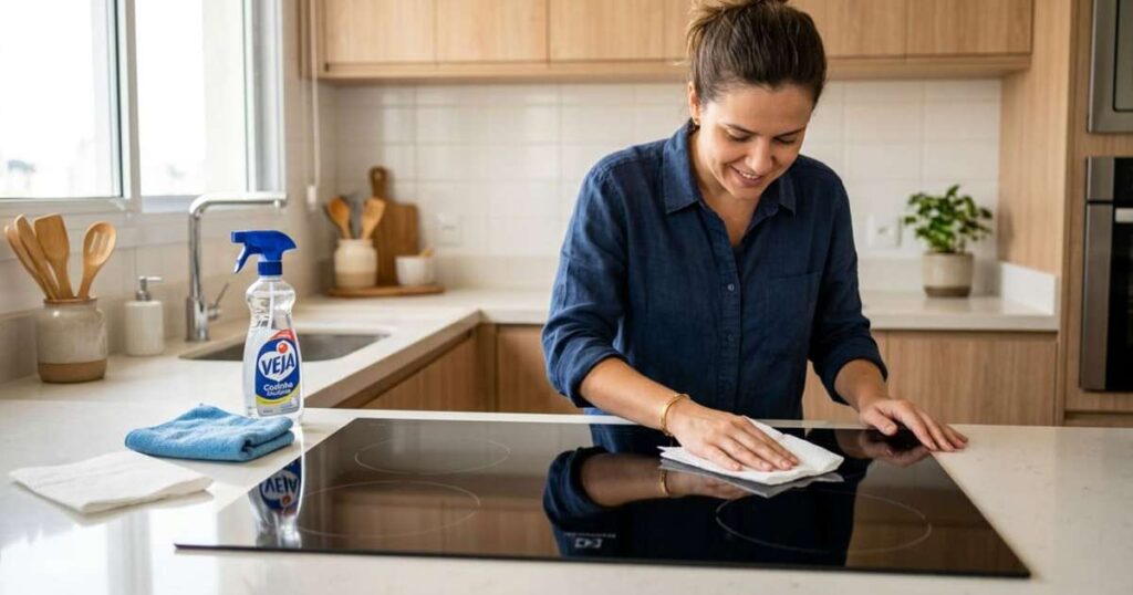 toalhas de papel não servem apenas para absorver líquidos, mas também para limpar o fogão vitrocerâmico