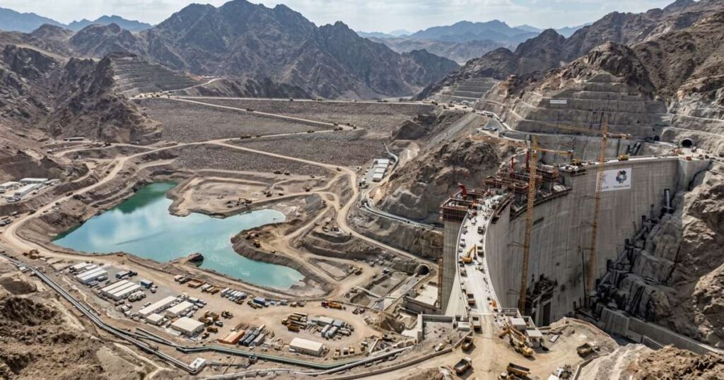 A Arábia Saudita está erguendo três imensas barragens para criar um lago artificial de 2,8 quilômetros no deserto, e o projeto contesta quase todas as regras naturais ao seu redor