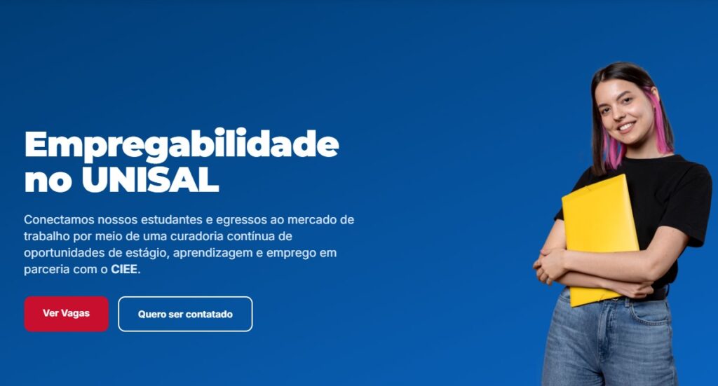 Com oportunidades de estágio e emprego, UNISAL lança página com vagas atualizadas diariamente