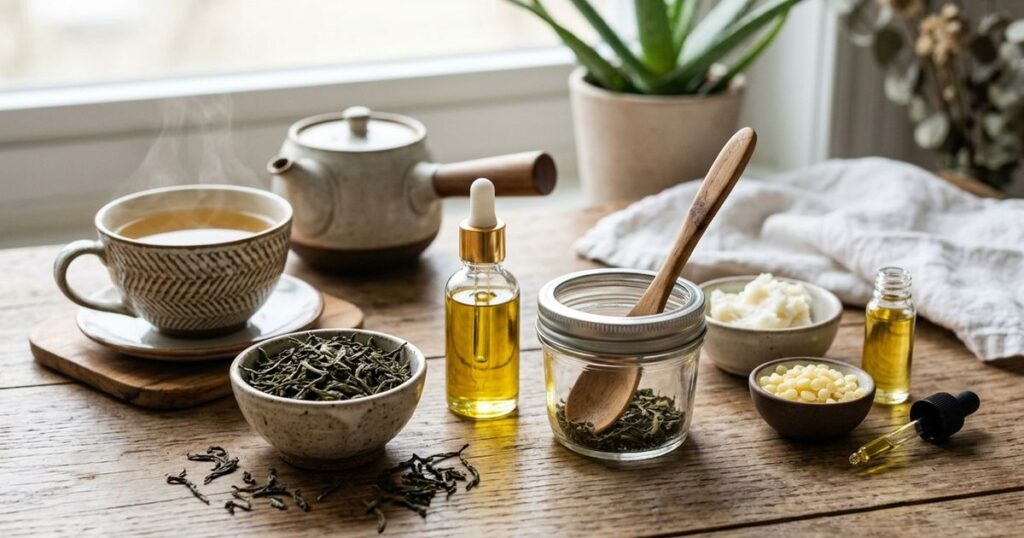 Como preparar um creme facial com chá verde para estimular a produção de colágeno e cuidar da pele