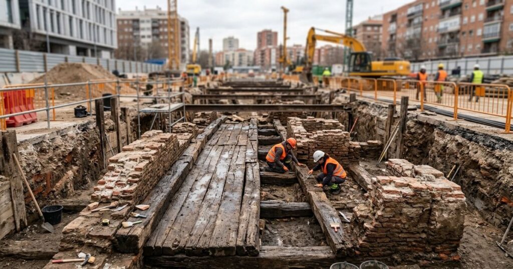 Construção do metrô na Espanha acaba revelando canal real histórico escondido