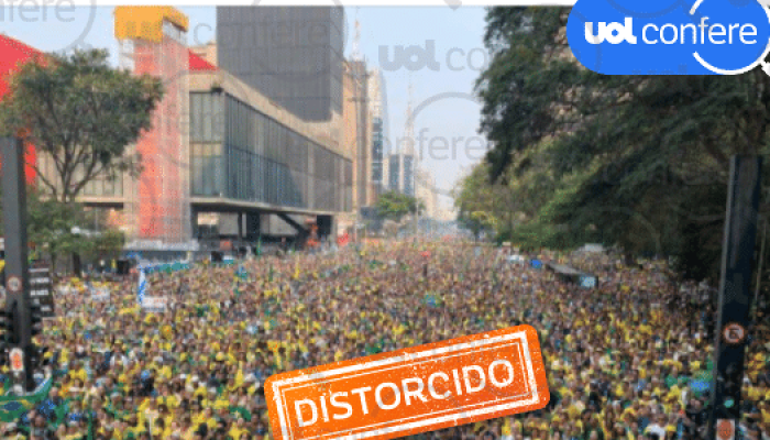 1º.jul.2025 - Foto em posts enganosos é de ato na Paulista em 2024