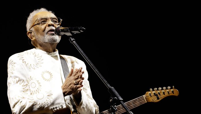 Gilberto Gil em show da turnê 'Tempo Rei' no Allianz Parque, em São Paulo, em abril de 2025
             -       
        Rubens Cavallari/Folhapress