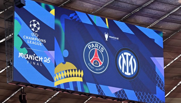 Placar eletrônico da Allianz Arena, em Munique, palco da final da Champions League
             -       
        Annegret Hilse/Reuters