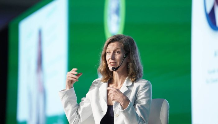 Karenna Gore em palestra sobre o Balanço Ético Global no âmbito do treinamento para a Realidade Climática, realizado no Rio de Janeiro 
             -       
        Fernando Donasci - 16.ago.25/Divulgação MMA