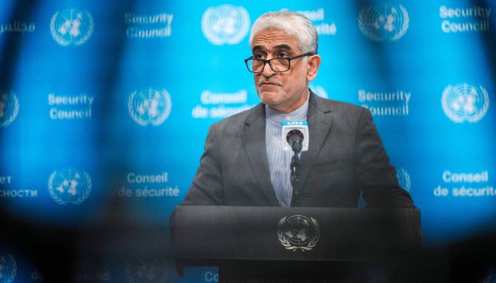 Embaixador do Irã na ONU, Amir Saeid Iravani, em evento na sede da organização, em Nova York
             -       
        Eduardo Munoz/Reuters
