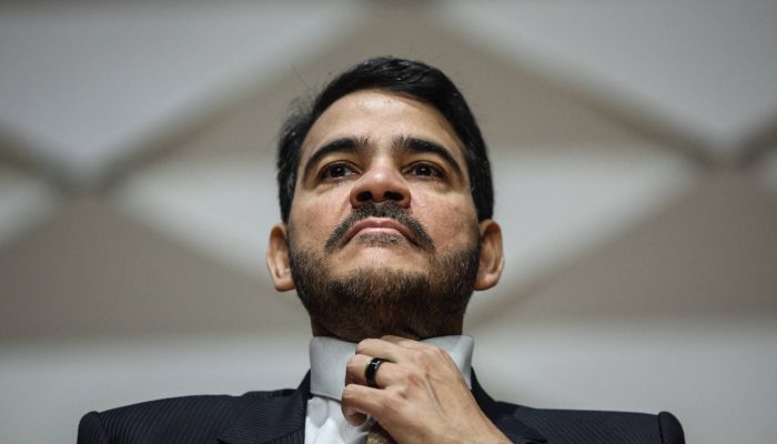 O indicado ao STF, advogado-geral da União, Jorge Messias, durante evento da PF
             -       
        Gabriela Bilo - 30.mar.26/Folhapress