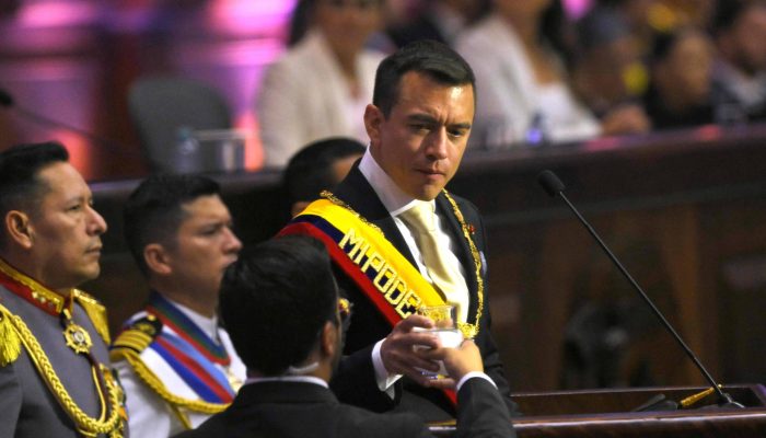 O presidente do Equador, Daniel Noboa, durante evento anual no Congresso, em Quito
             -       
        Rodrigo Buendia - 24.mai.26/AFP