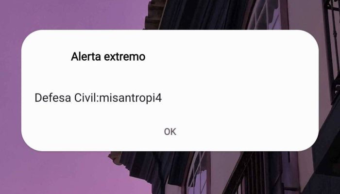 Alerta extremo de 'misantropia' da Defesa Civil foi recebido por moradores de cidades como São Paulo, Brasília, Curitiba, Aracaju e Rio Branco
             -       
        Reprodução