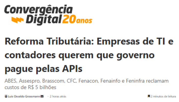 Empresas de TI e contadores querem que governo pague pelas APIs – Sistema FENACON