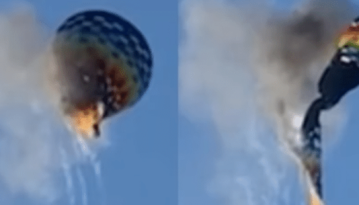 Bombeiro de Santa Catarina no local onde balão de ar quente caiu em Praia Grande; 8 pessoas morreram Imagem: Divulgação/CBMSC