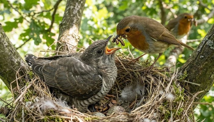 Como é que algumas aves acabam sendo criadas por outras espécies?