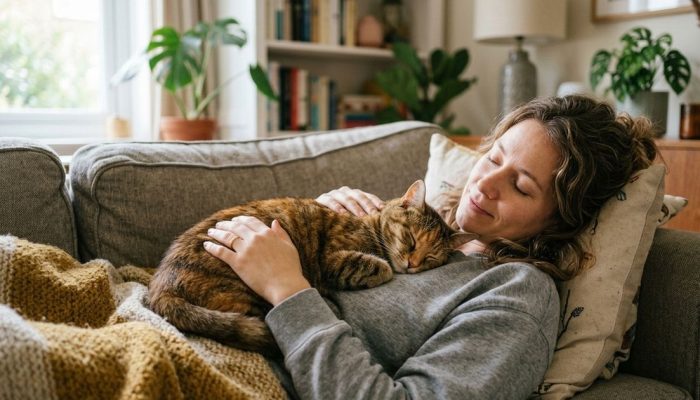 Seu gato dorme em cima de você? A ciência explica o que isso realmente significa