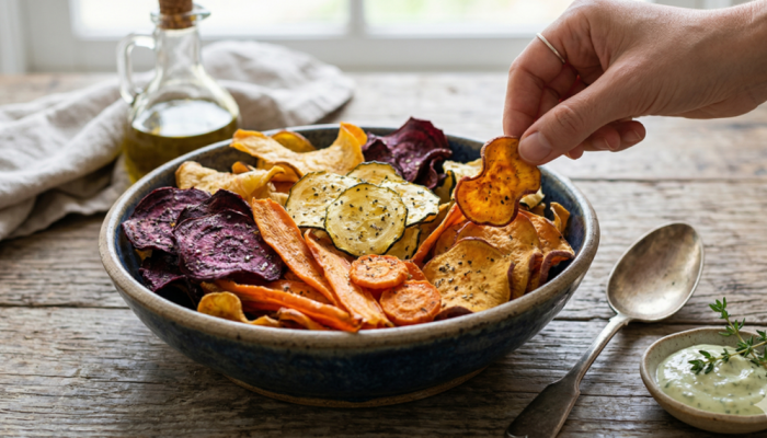 Chips de legumes no forno super crocantes que viciam; veja como fazer