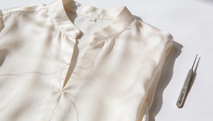 Recupere aquela blusa de seda com o uso estratégico da agulha de ponta fina para evitar que o tecido desfie ou puxe fio