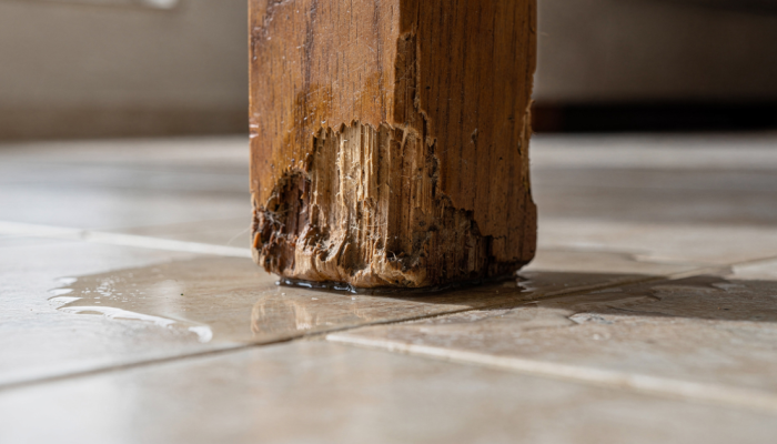 Recupere o pé da mesa de madeira que inchou com a umidade da limpeza com o uso estratégico de lixa fina e cera de abelha