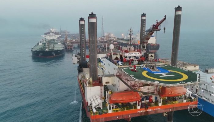 1 de 1Guerra no Oriente Médio: Agência Internacional de Energia anuncia a maior liberação de reservas de petróleo da história — Foto: Jornal Nacional/ Reprodução
