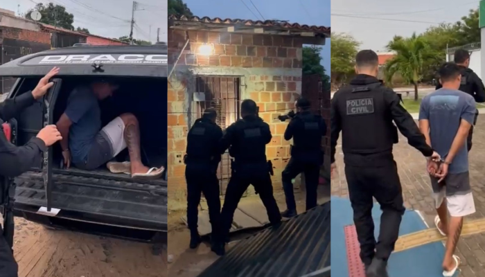 1 de 1Suspeito de integrar facção e ameaçar moradores é preso no litoral do Piauí — Foto: Montagem g1 PI/ SSP-PI